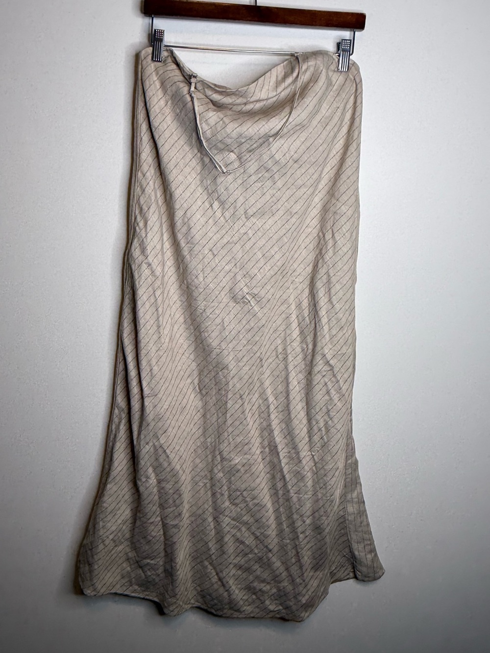 Banana Republic Neutral Beige Strapless linen blend dress size 8 striped